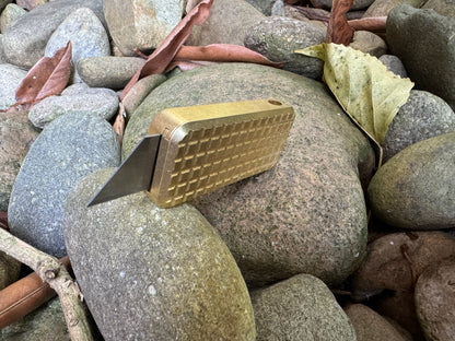 RiveryMFG Brass Zero Utility Knife Grenade Pattern