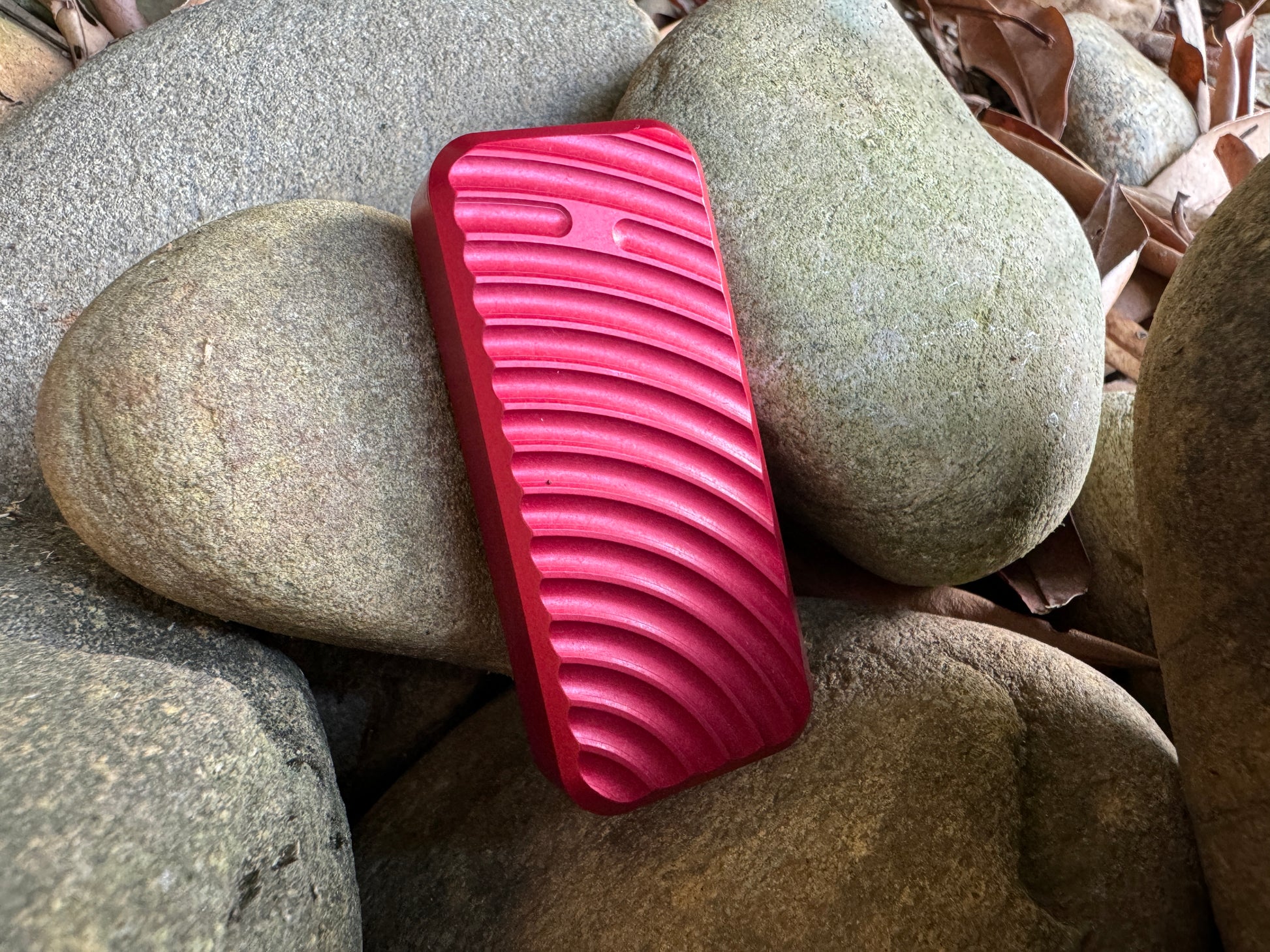 Red Zero fidget knife by RiveryMFG with original pattern