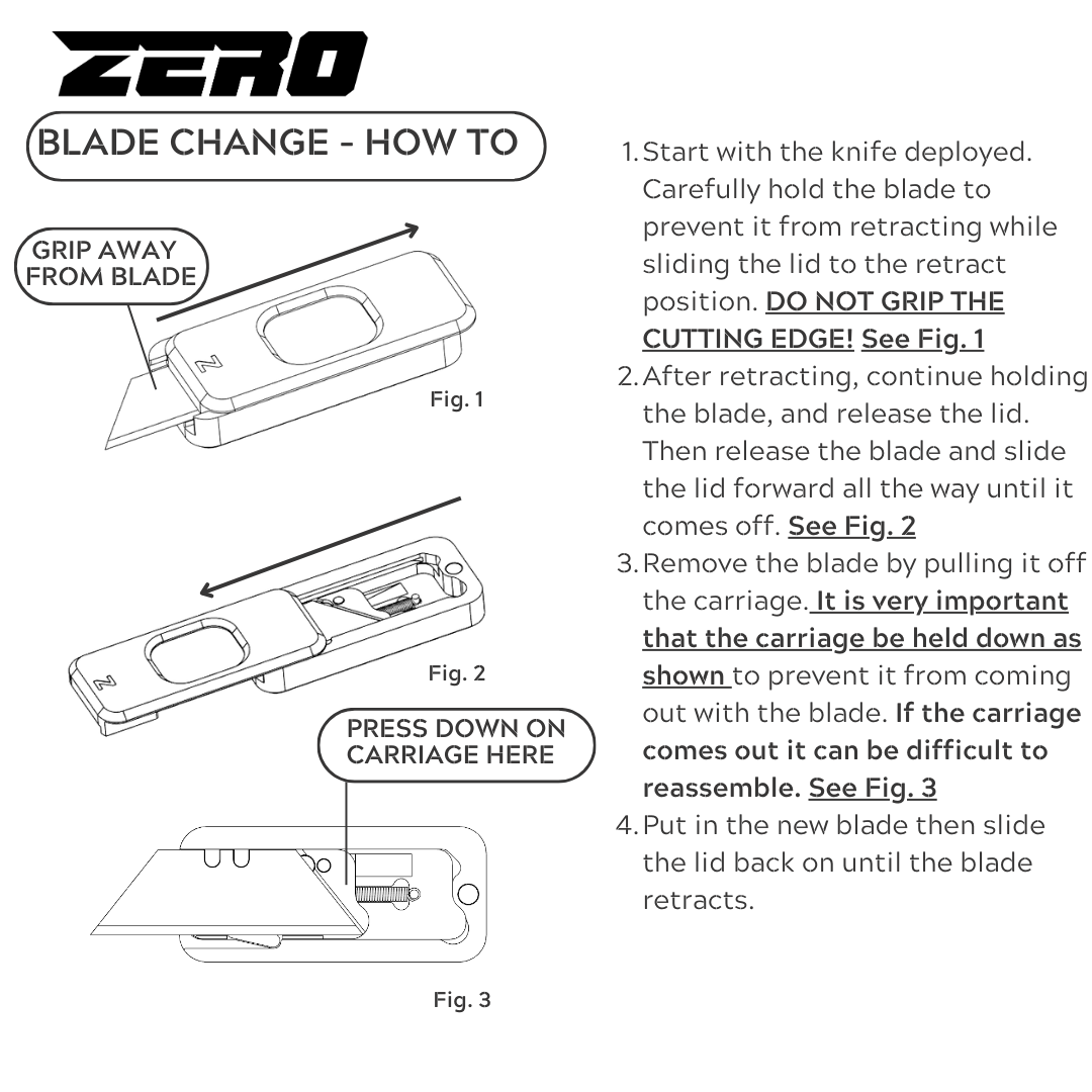 RiveryMFG Zero Knife blade change instructions transparent