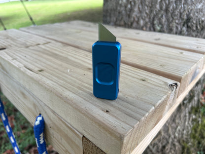 RiveryMFG Zero BLEM Blue CadLab collaboration utility knife with smooth operator pattern