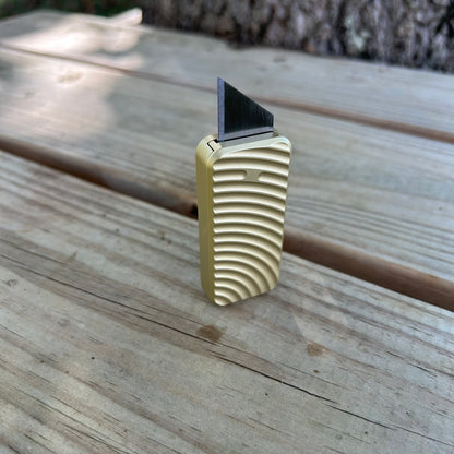 RiveryMFG Zero BLEM Gold CadLab collaboration utility knife with original pattern