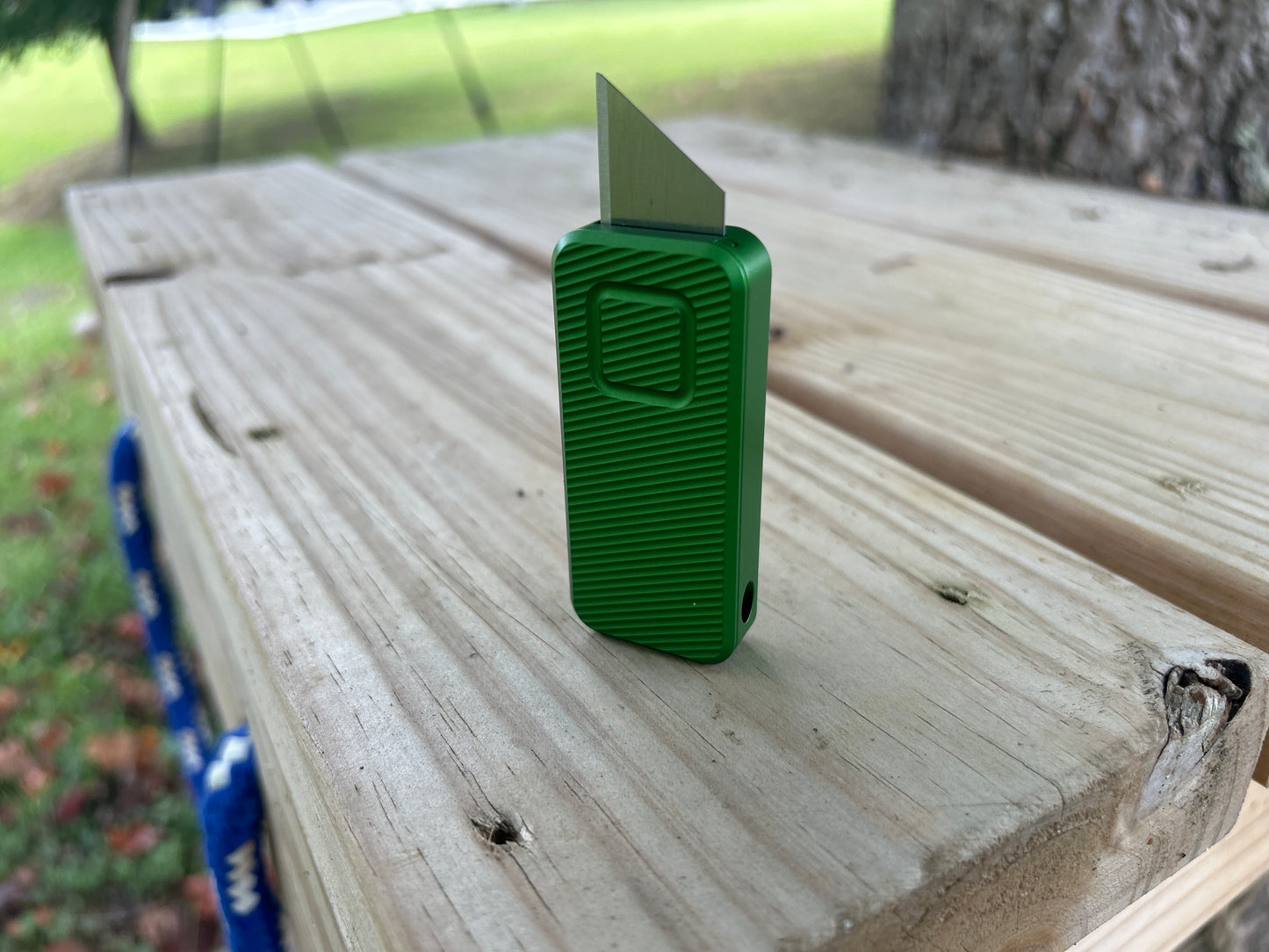 RiveryMFG Zero BLEM Green CadLab collaboration utility knife with file pattern