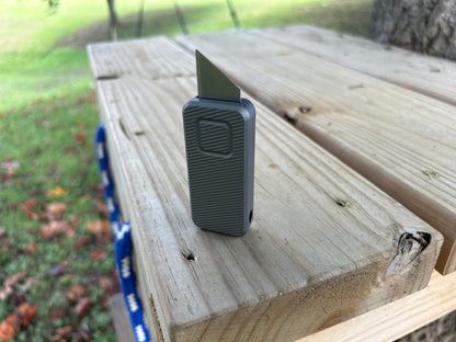 RiveryMFG Zero BLEM Gun Metal Gray CadLab collaboration utility knife with file pattern