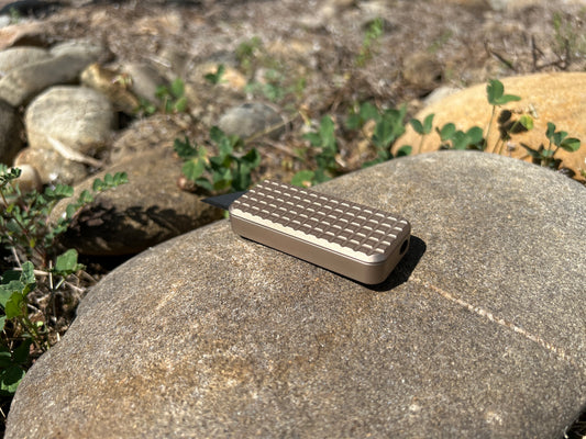 RiveryMFG Zero Champagne CadLab collaboration utility knife with grenade pattern