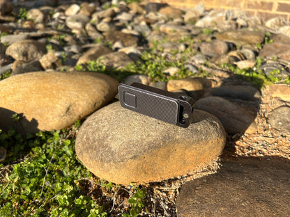 RiveryMFG Zero custom combination utility knife with file black lid and black base.