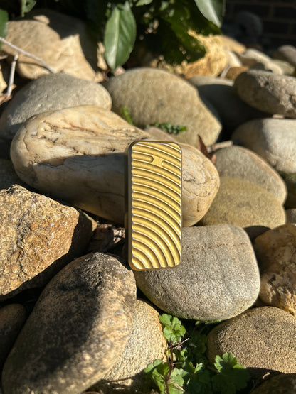 RiveryMFG Zero custom combination utility knife with original gold lid and black base.