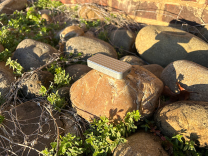 Gold RiveryMFG Zero Grenade Pattern-6061 Aluminum utility knife.