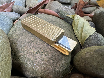 RiveryMFG Brass Zero Retractable Utility Knife Grenade Pattern
