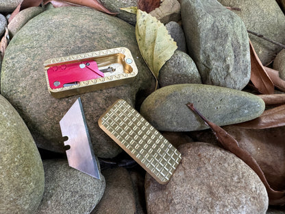 RiveryMFG Brass Zero Utility Knife Grenade Pattern