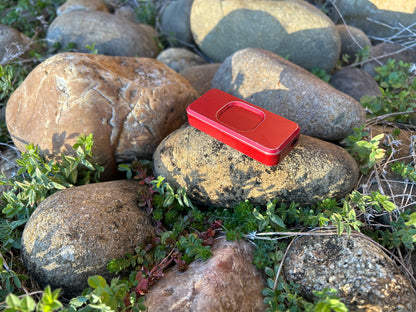 Red RiveryMFG Zero Smooth Operator Pattern-6061 Aluminum utility knife.